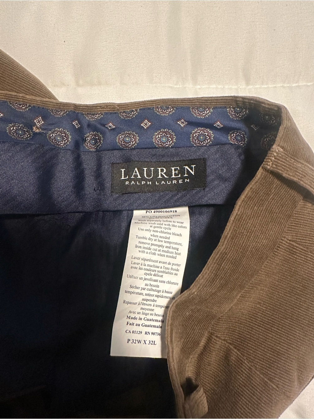 Lauren Ralph Lauren Brown Corduroy Jacket with Navy Printed Lining